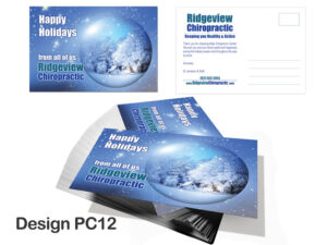 Chiropractic Christmas Postcard - Design PC12 - Christmas Postcards for Chiropractic Clinics