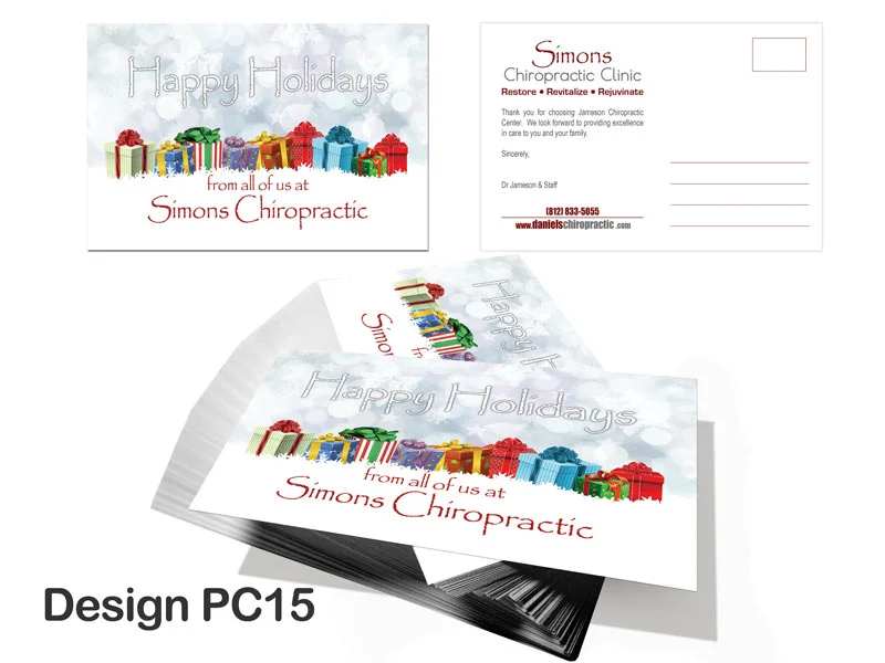 Chiropractic Christmas Postcard - Design PC15 2 Chiropractic Christmas Postcard - Design PC15 - Christmas Postcards for Chiropractic Clinics