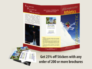 Athletics - Chiropractic Patient Education Brochure with a Chiropractic Clinic Sticker applied.
