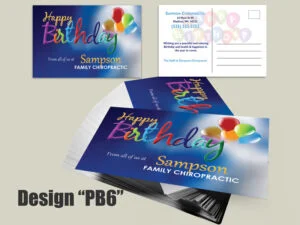 Chiropractic Birthday Postcard Design PB6 - Postcards for Chiropractic Clinics