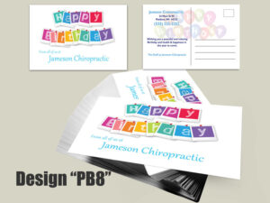 Chiropractic Birthday Postcard Design PB8 - Postcards for Chiropractic Clinics
