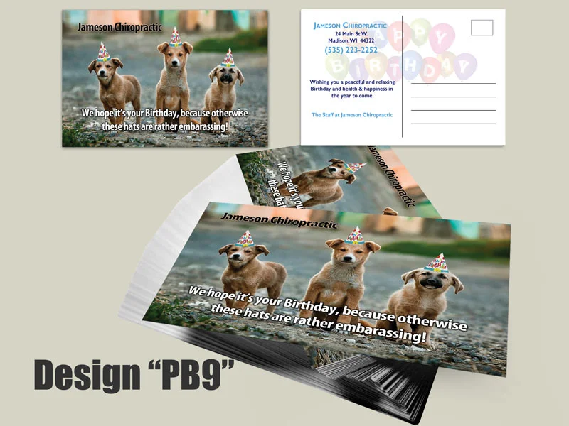 Chiropractic Birthday Postcard - Design PB9 2 Chiropractic Birthday Postcard Design PB9 - Postcards for Chiropractic Clinics