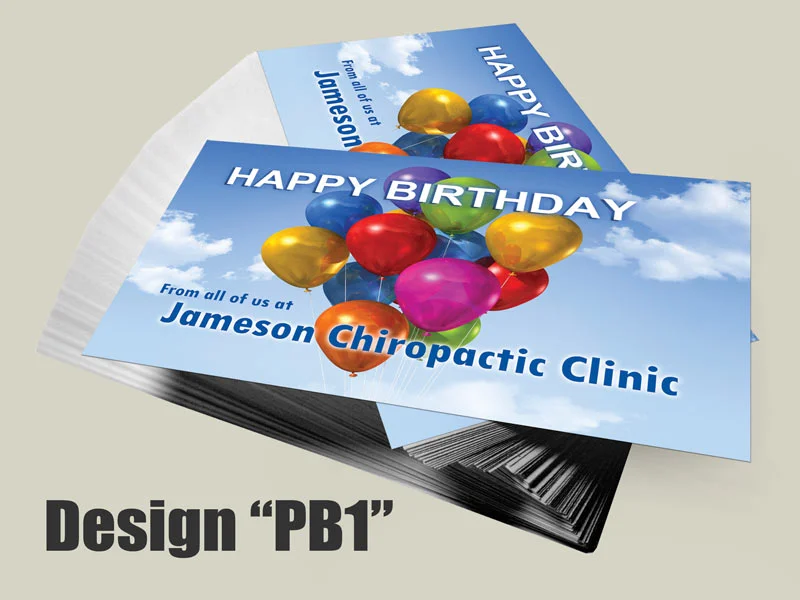 Chiropractic Birthday Postcard Gallery 2 Chiropractic Birthday Postcard Design PB1 - Postcards for Chiropractic Clinics