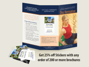 Disc Herniation - Chiropractic Patient Education Brochure with a Chiropractic Clinic Sticker applied.