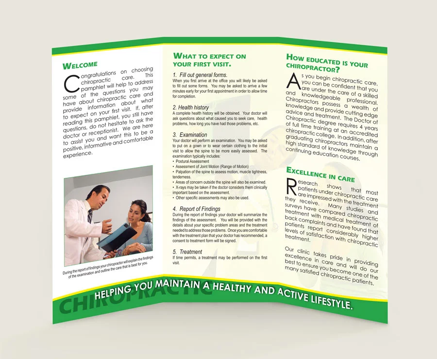 First Visit Chiropractic Brochures 10 Inside of Brochure - First Visit Chiropractic Patient Education Brochure for Chiropractic Clinics