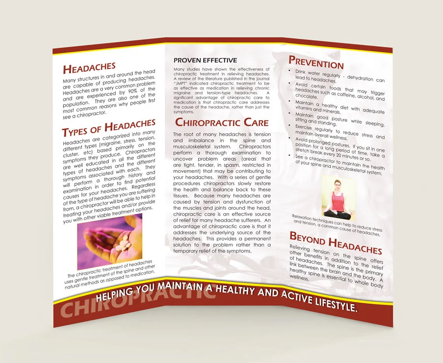 Headaches Chiropractic Brochure 10 Inside of Brochure - Headaches Chiropractic Patient Education Brochure for Chiropractic Clinics