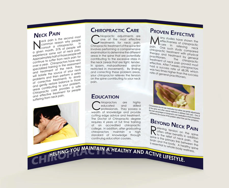Neck Pain Chiropractic Brochure 10 Inside of Brochure - Neck Pain Chiropractic Patient Education Brochure for Chiropractic Clinics