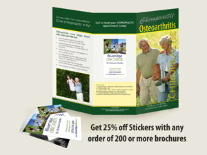 Osteoarthritis - Chiropractic Patient Education Brochure with a Chiropractic Clinic Sticker applied.