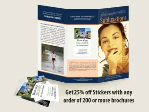 Subluxations - Chiropractic Patient Education Brochure with a Chiropractic Clinic Sticker applied.