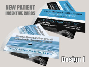 Chiropractic New Patient Incentive Cards - Design 1 - New Patient Cards for Chiropractic Clinics