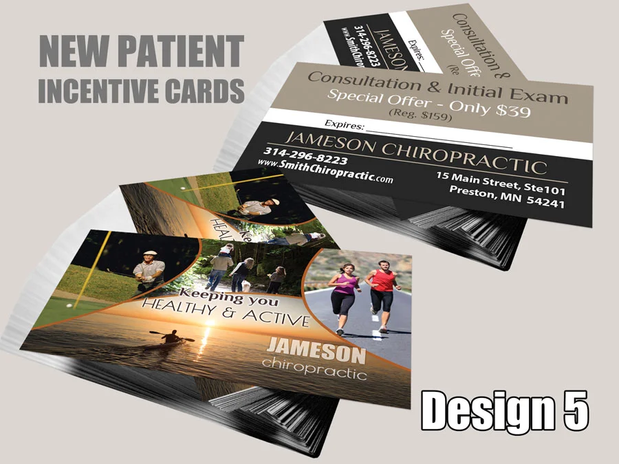 Chiropractic New Patient Incentive Cards - Design 5 - New Patient Cards for Chiropractic Clinics