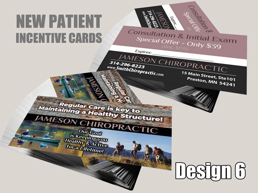 New Patient Incentive Card Design 6 1 Chiropractic New Patient Incentive Cards - Design 6 - New Patient Cards for Chiropractic Clinics