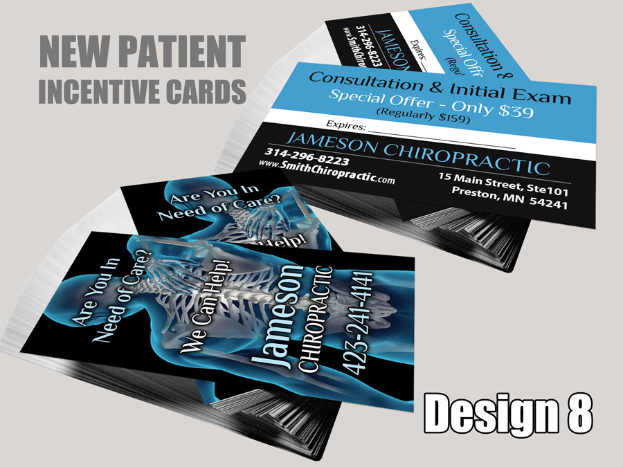 Chiropractic New Patient Incentive Card - Design 8 - New Patient Cards for Chiropractic Clinics