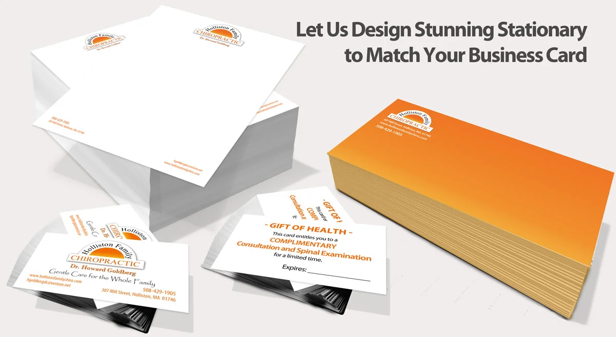 Chiropractic Stationary For Chiropractic Clinics - Letterhead Envelopes and Business Cards - Sample Design 2