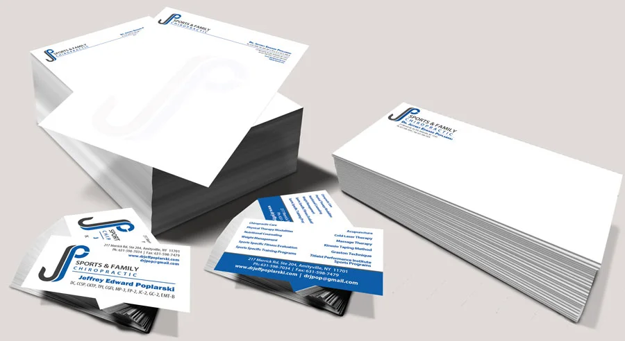 Chiropractic Stationary For Chiropractic Clinics - Letterhead Envelopes and Business Cards - Sample Design 3