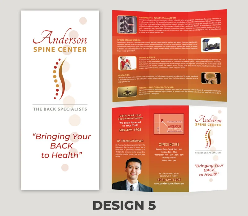 CUSTOM CHIROPRACTIC BROCHURES 6 Custom Chiropractic Clinic Brochure - Design 5 - Chiropractic Office Brochure