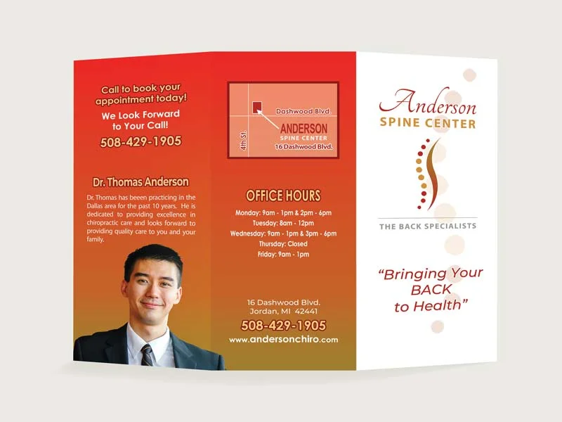 Custom Chiropractic Brochures - Design 5 Outside