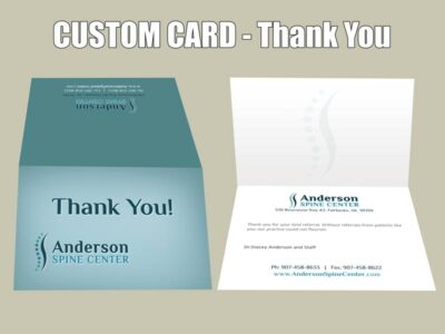 Custom Chiropractic Greeting Cards for Chiropractic Office - Thank You design